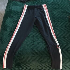 Black Leggings with Red and White Stripes